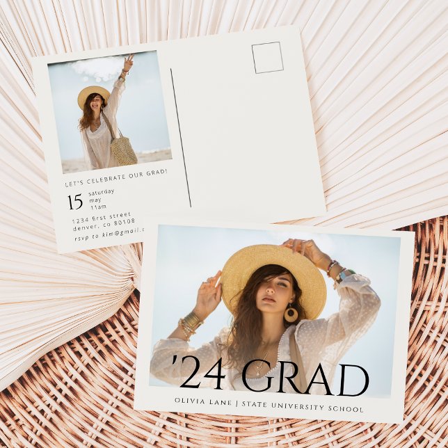 Graduation Party Invitation Postcard with Photo (Creator Uploaded)