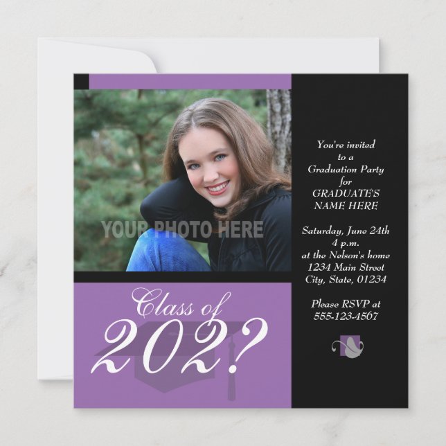 Graduation Party Invitation-Purple Invitation (Front)