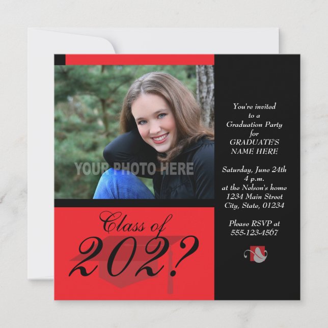 Graduation Party Invitation-Red Invitation (Front)