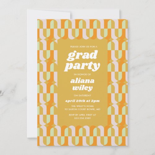 Graduation Party Invitation Retro Groovy