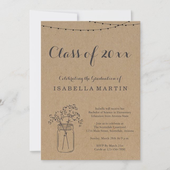 Graduation Party Invitation | Rustic Kraft Paper (Front)