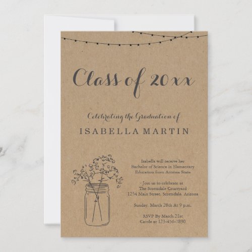 Graduation Party Invitation  Rustic Kraft Paper