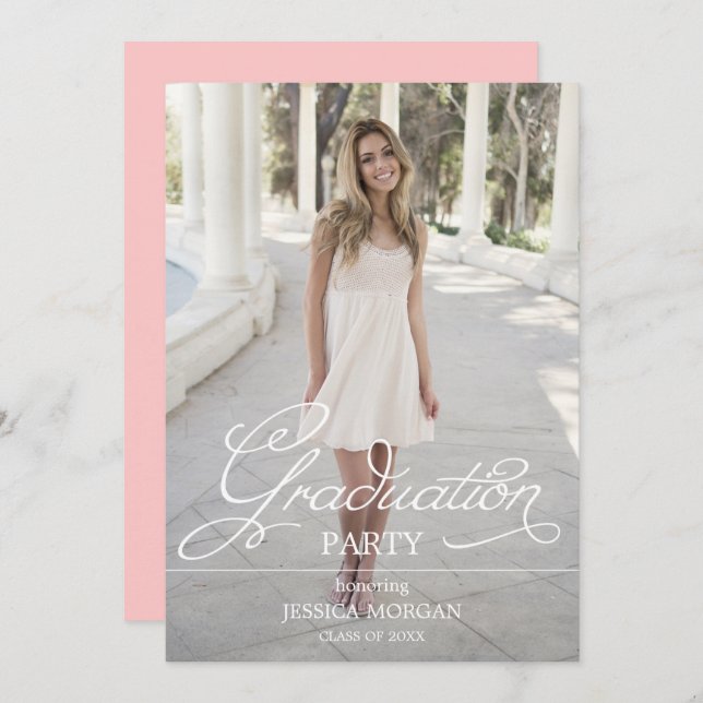 Graduation Party Invitation Script with Photo (Front/Back)