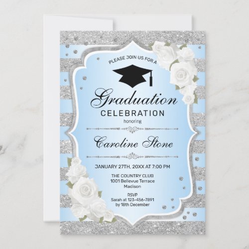 Graduation Party Invitation _ Silver Blue