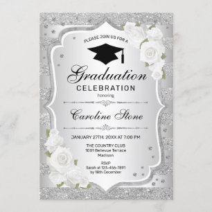 Graduation Party Invitation - Silver White