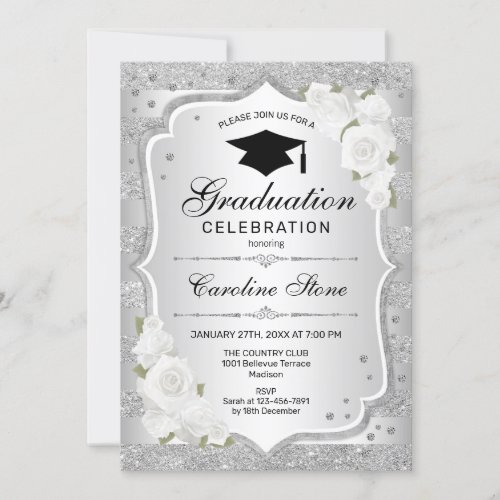 Graduation Party Invitation _ Silver White