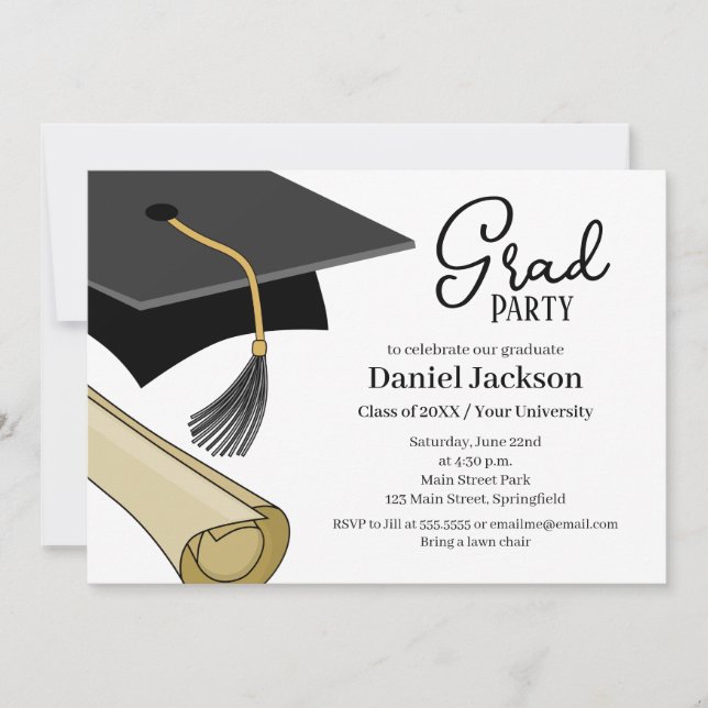 Graduation Party Invitation tassel hat Grad Party (Front)