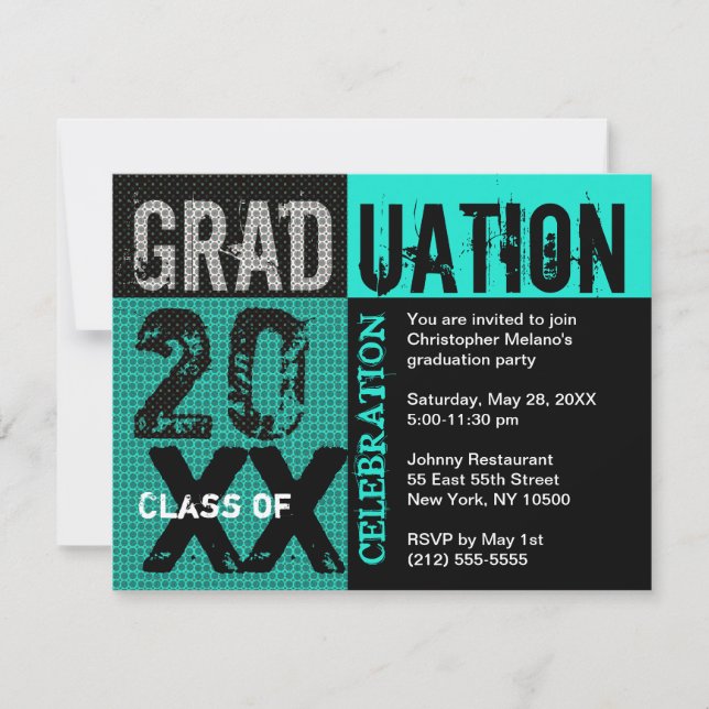 Graduation Party Invitation Teal (Front)