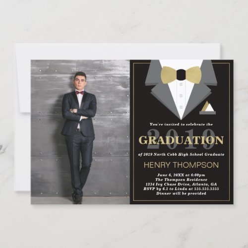 Graduation Party Invitation Tuxedo Invitation