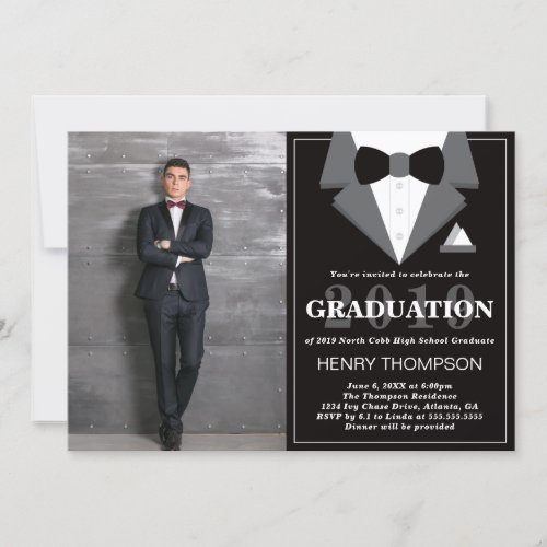 Graduation Party Invitation Tuxedo Invitation