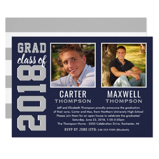 Graduation Party Invitation Two Graduates