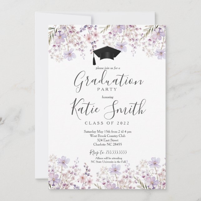 Graduation Party Invitation, Wildflower Graduation Invitation (Front)