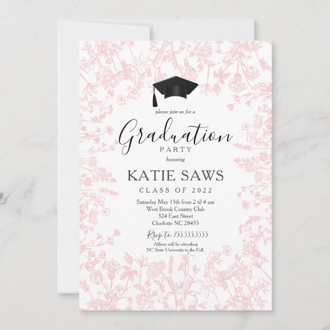 Graduation Party Invitation, Wildflower Graduation Invitation (Front)