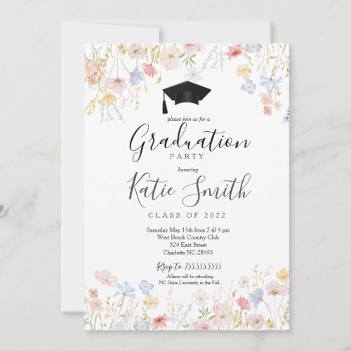 Graduation Party Invitation Wildflower Graduation Invitation