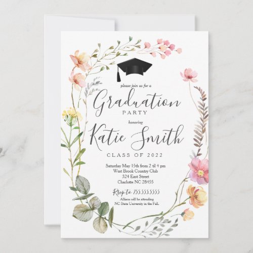 Graduation Party Invitation Wildflower Graduation Invitation