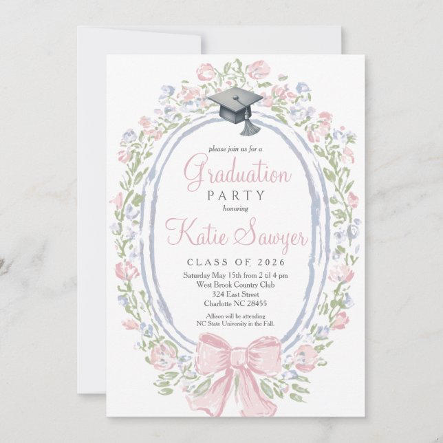 Graduation Party Invitation, Wildflower Graduation Invitation (Front)