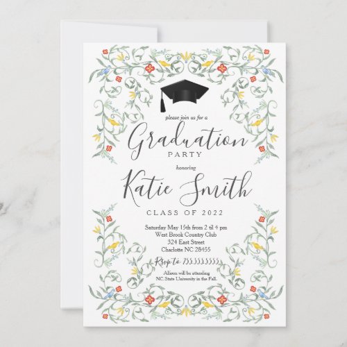 Graduation Party Invitation Wildflower Graduation Invitation