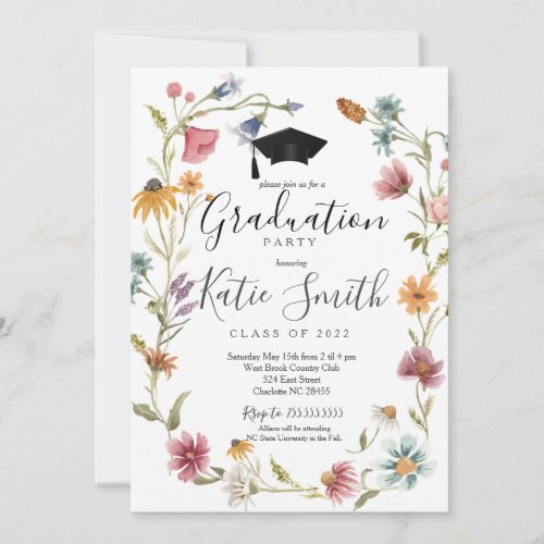 Graduation Party Invitation Wildflower Graduation Invitation