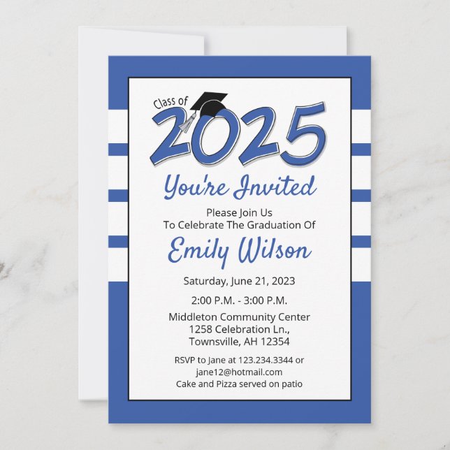Graduation Party Invitation year 2023 blue (Front)