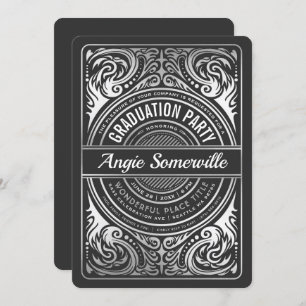 Graduation Party Invitations Black & Silver
