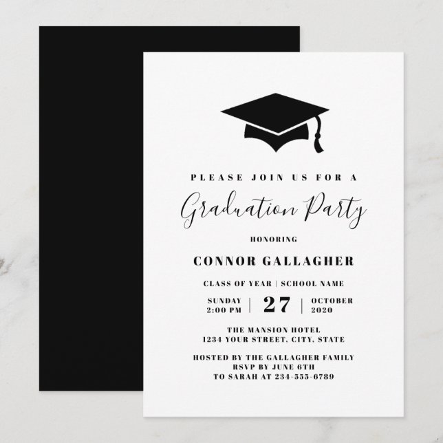 Graduation Party Invitations, Graduation Cap Invitation (Front/Back)