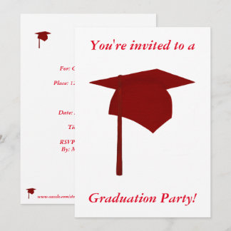 Graduation Party Invitations, Red Cap & Tassel Invitation