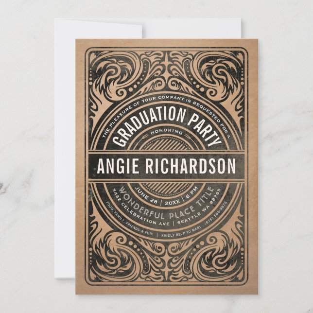 Graduation Party Invitations Rustic Kraft (Front)