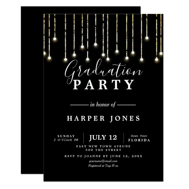 Graduation Party Invite Black And Gold Birthday