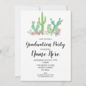 Graduation Party Invite Cactus Watercolor Print (Front)