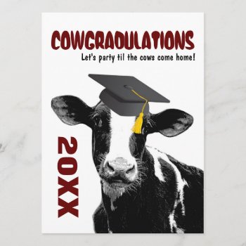 Graduation Party Invite - Funny Cow In Grad Cap by CountryCorner at Zazzle