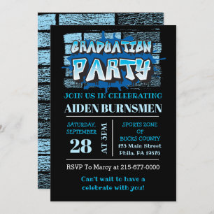 GRADUATION PARTY INVITE Graffiti Brick Wall Party