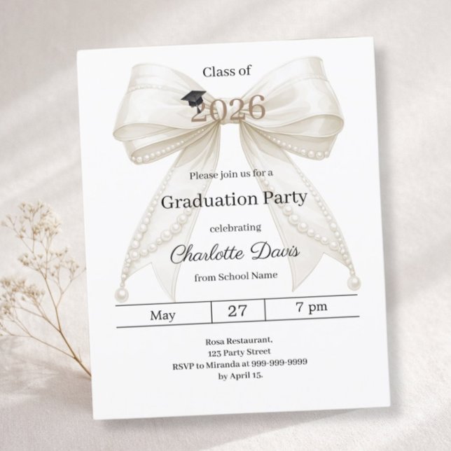 Graduation party ivory bow class 2026 invitation (Creator Uploaded)