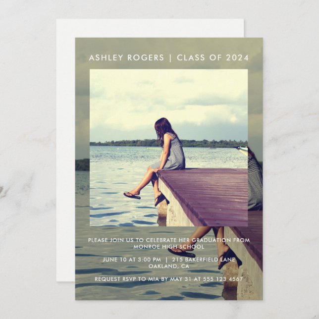 Graduation Party Layered Photo Invitation (Front/Back)