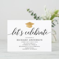 Graduation party, Let's Celebrate simple modern Invitation | Zazzle