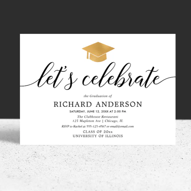 Graduation party, Let's Celebrate simple modern Invitation | Zazzle