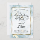 Graduation Party Light Blue & Gold  Marble Invitation (Front)