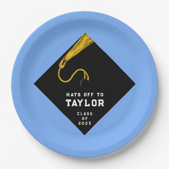 Graduation Party Light-blue Paper Plates (Front)