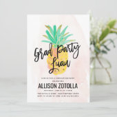 Graduation Party Luau Tropical Pineapple Party Invitation (Standing Front)