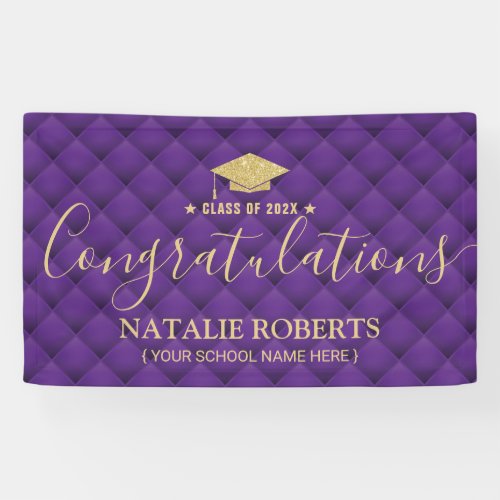 Graduation Party Luxury Purple  Gold Banner