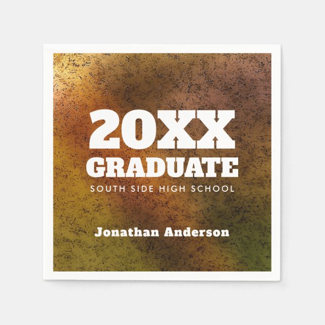 Graduation Party Marble Bold Text Napkins (Front)