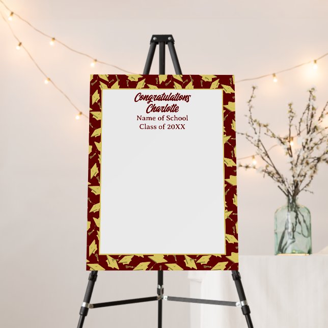 Graduation Party Maroon and Gold Signature Board (In Situ (Stand))