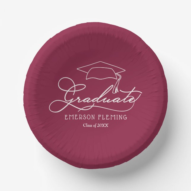 Graduation Party Maroon  Paper Bowls (Front)