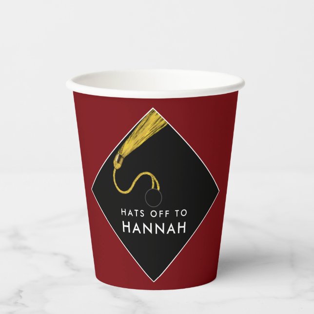 Graduation Party Maroon Paper Cups (Front)