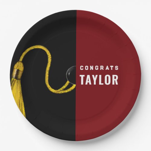 Graduation Party Maroon Paper Plates