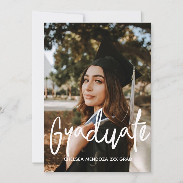 Graduation party minimalist photo Invitation (Front)