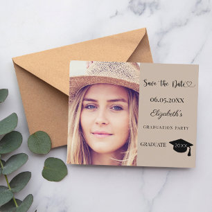 Graduation Party mocha beige modern Save the Date Flyer