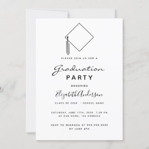 Graduation party modern black white topper invitation