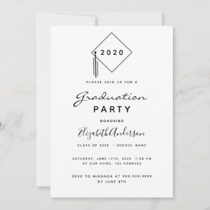 Graduation party modern black white topper invitation