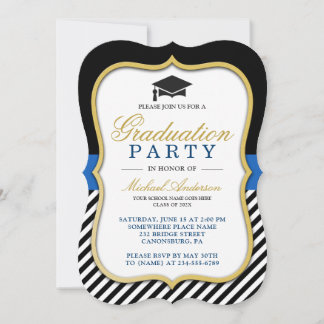 Graduation Party Modern Gold Bracket Frame Invitation