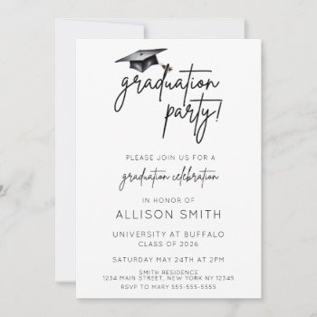 Graduation Party Modern Minimalist Elegant Invite by weddingsnwhimsy at Zazzle